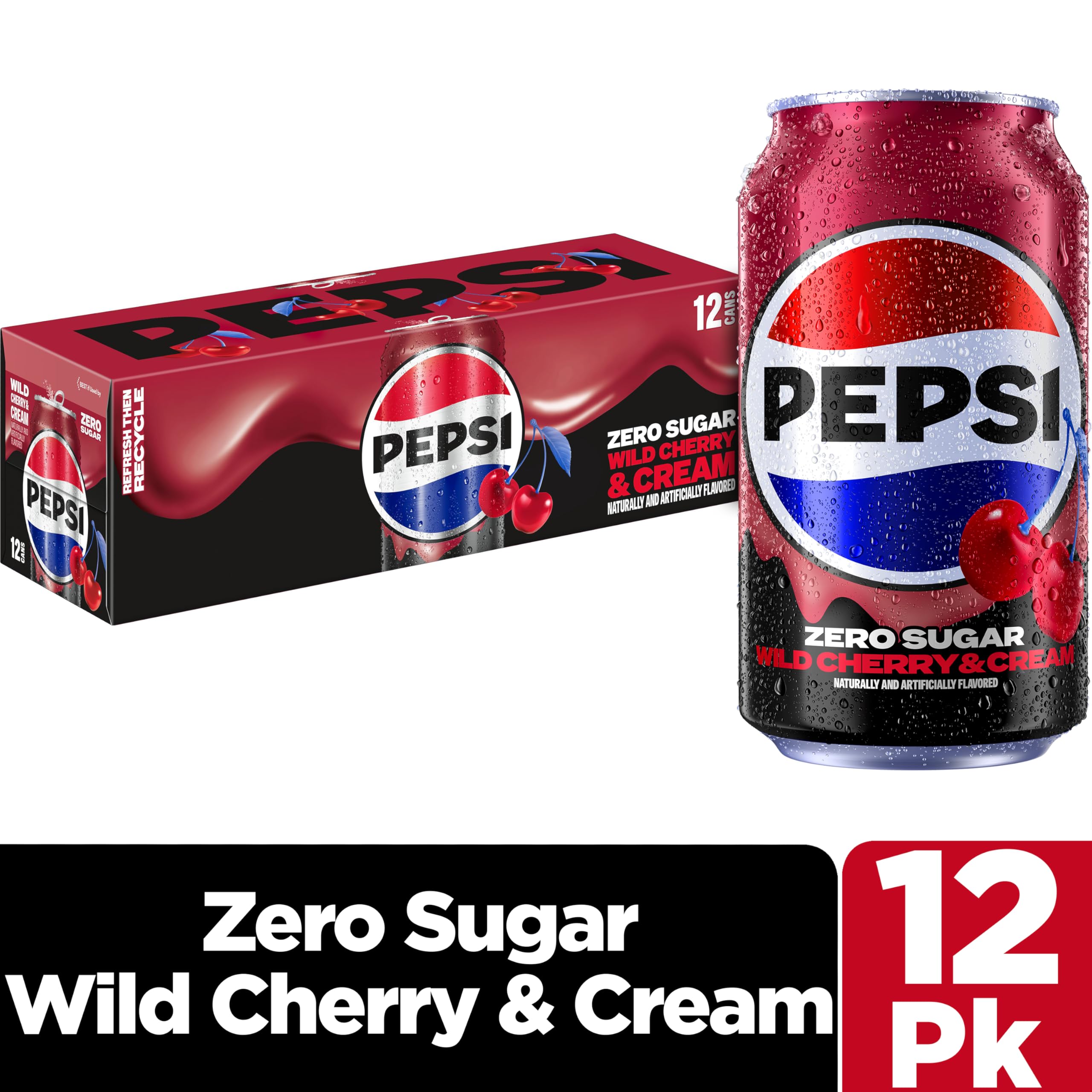 Amazon.com : Pepsi Zero Sugar Wild Cherry & Cream, 12 fl oz Cans